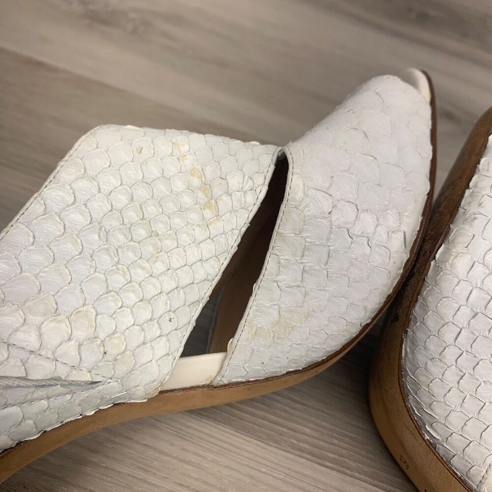 Alexandre Birman White Python Leather Slide Slip … - image 4